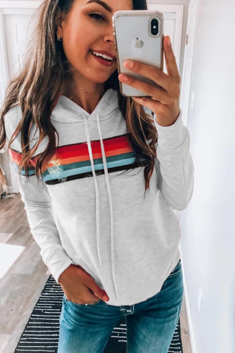 Gray Rainbow Stripes Hoodie