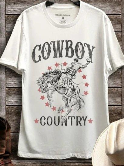 Casual Cotton-Blend Letter Printed Shirts & Tops