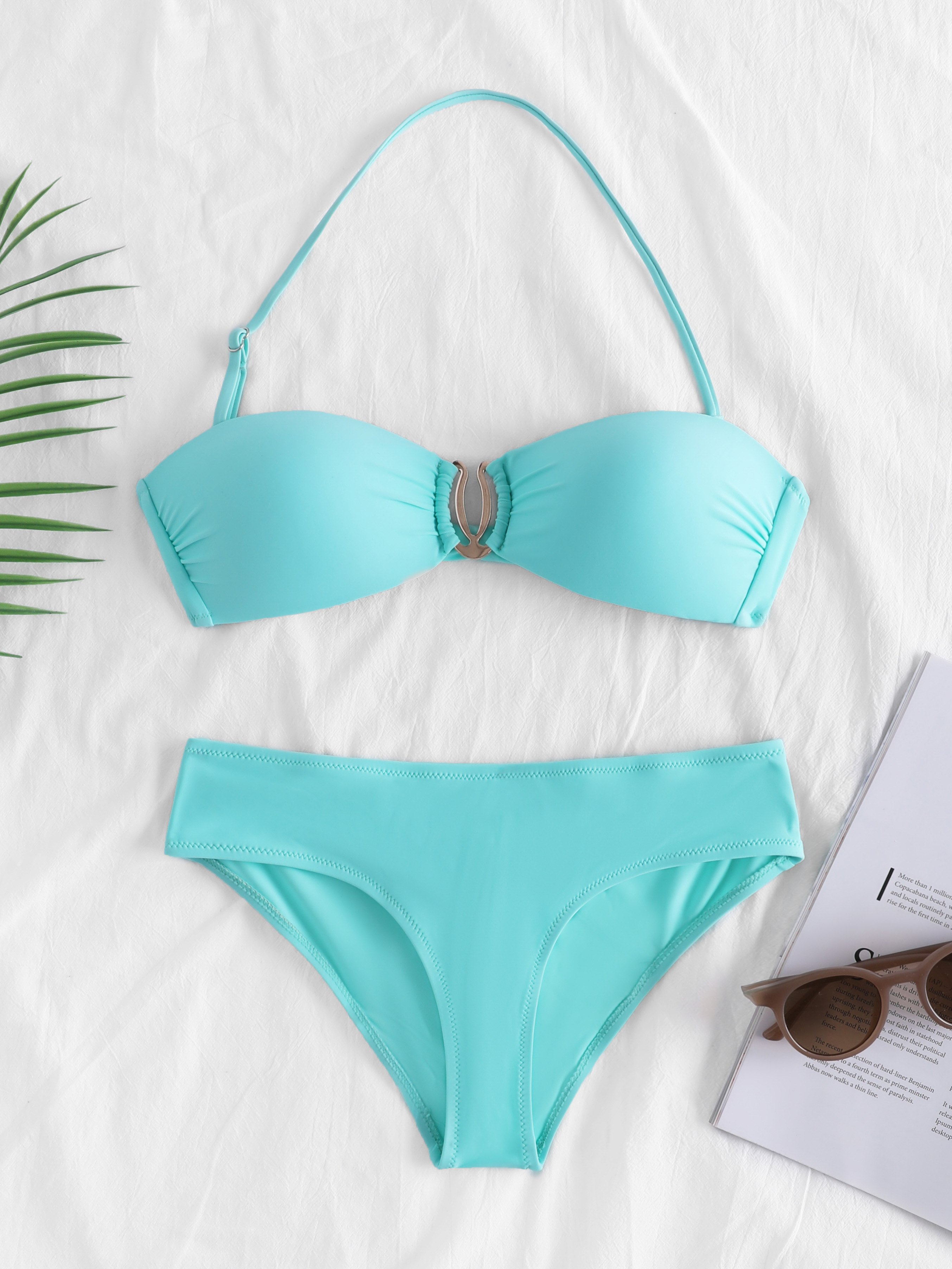 Metal Ring Decor Halter Bikini