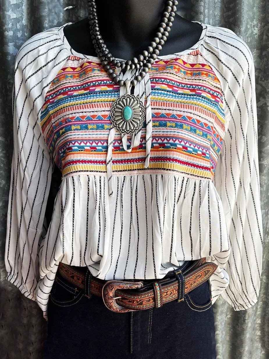 Tribal Casual Crew Neck Shift Shirts & Tops