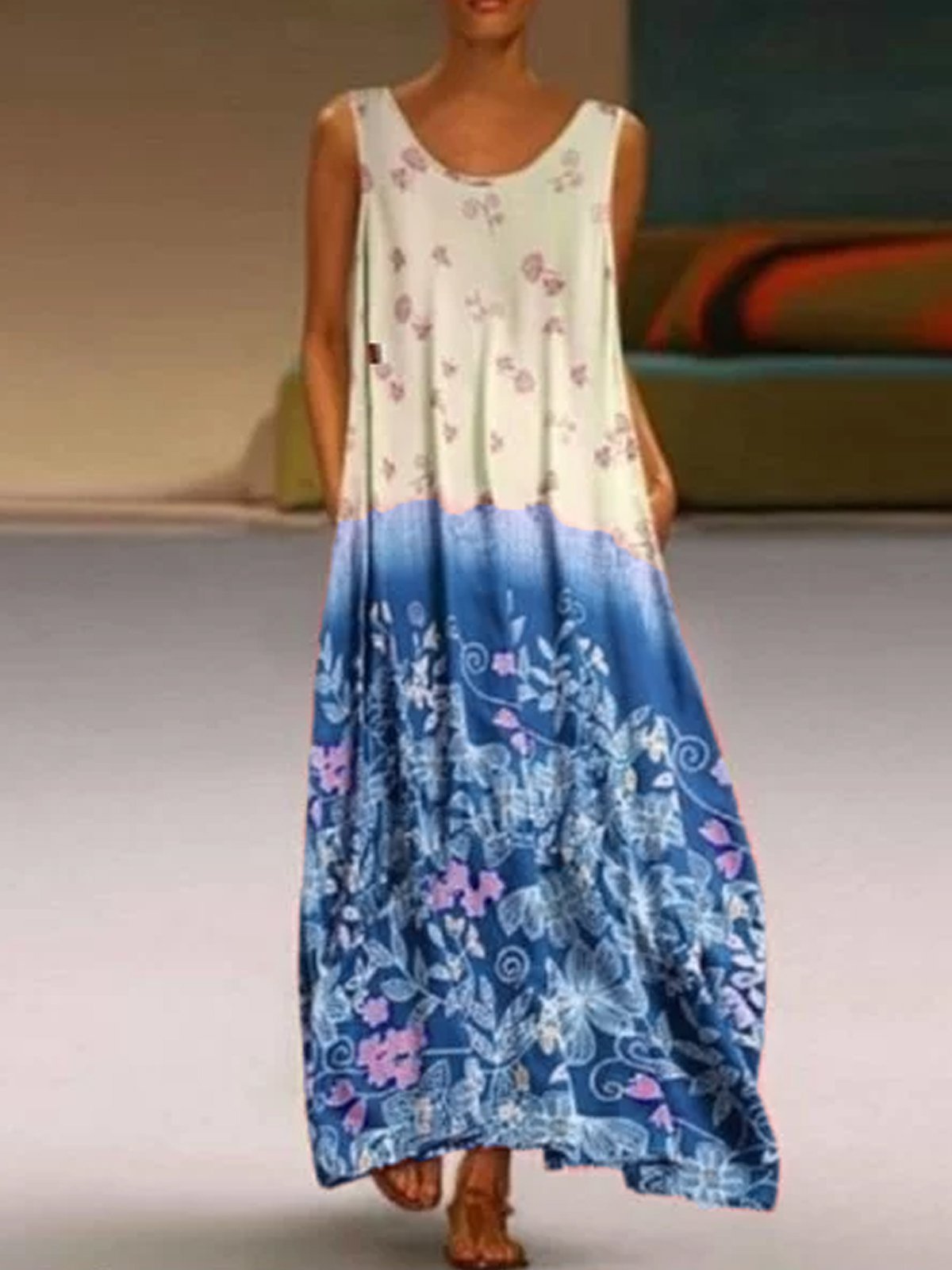 Round Neck Sleeveless Patchwork Dresses