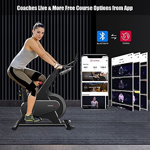 YESOUL Exercise Bikes, Stationary Bikes with 100-Leve Adjustable Magnetic Resistance Natural mute,Built-in Flywheel Safety-(Black)