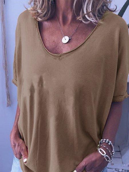 Short Sleeve Solid Casual Shirts & Tops