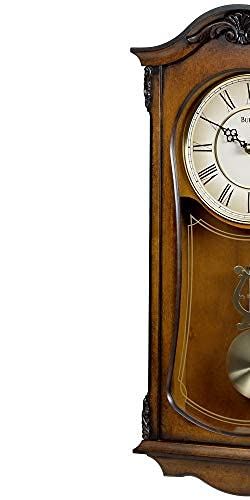 Bulova Clocks C3542 Cranbrook Wall Mount Analog Wooden Chiming Clock, Brown