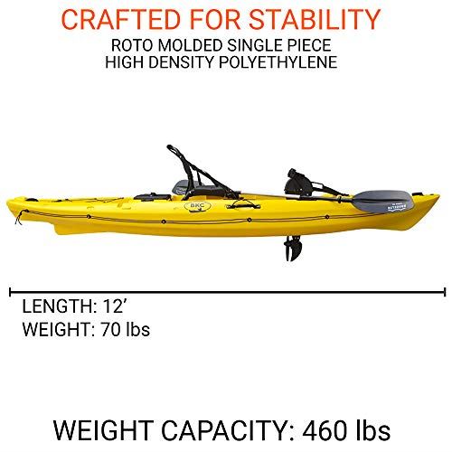 BKC PK12 Angler 12�� Solo Sit-On-Top Fishing Kayak, Propeller-Drive w/Instant Reverse