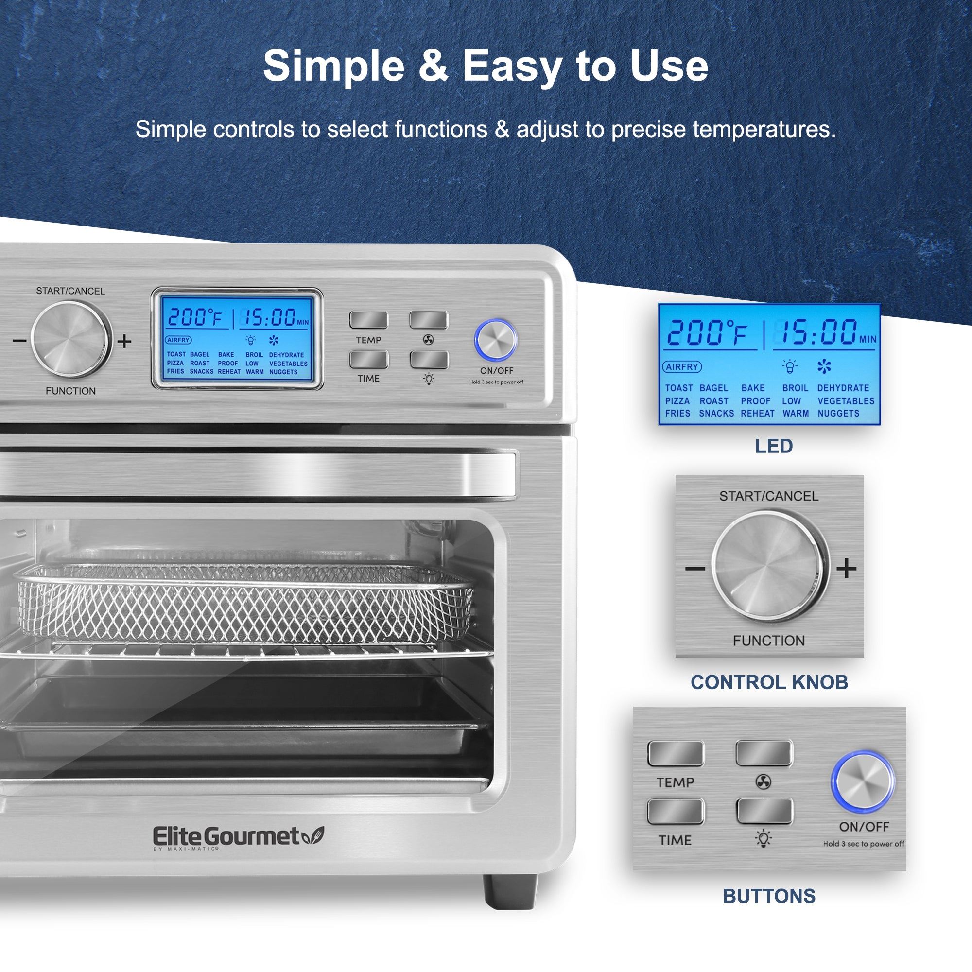 21L Digital Programmable Air Fryer Oil-Less Convection Oven