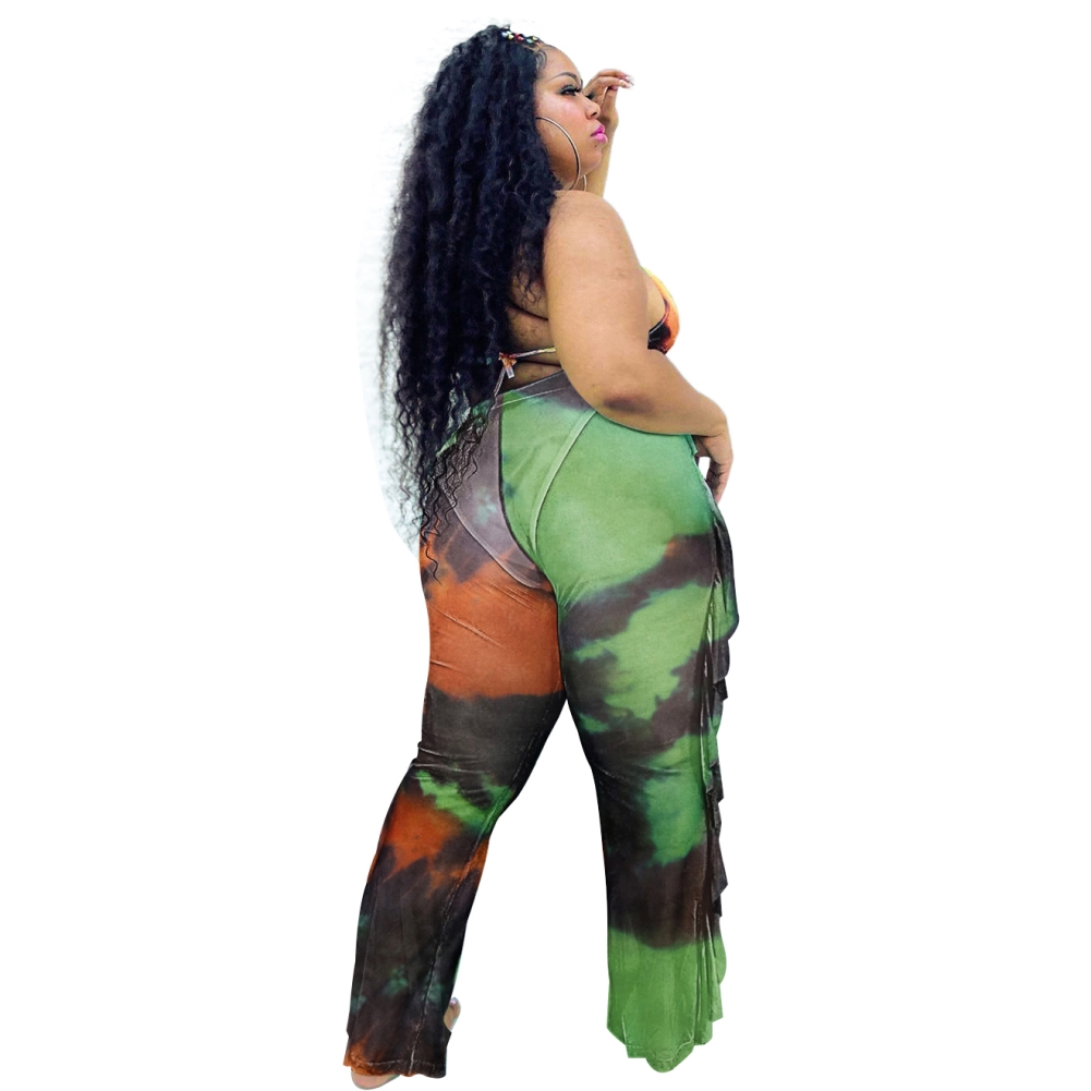 Plus Size Tie Dye Bra and Pants Set