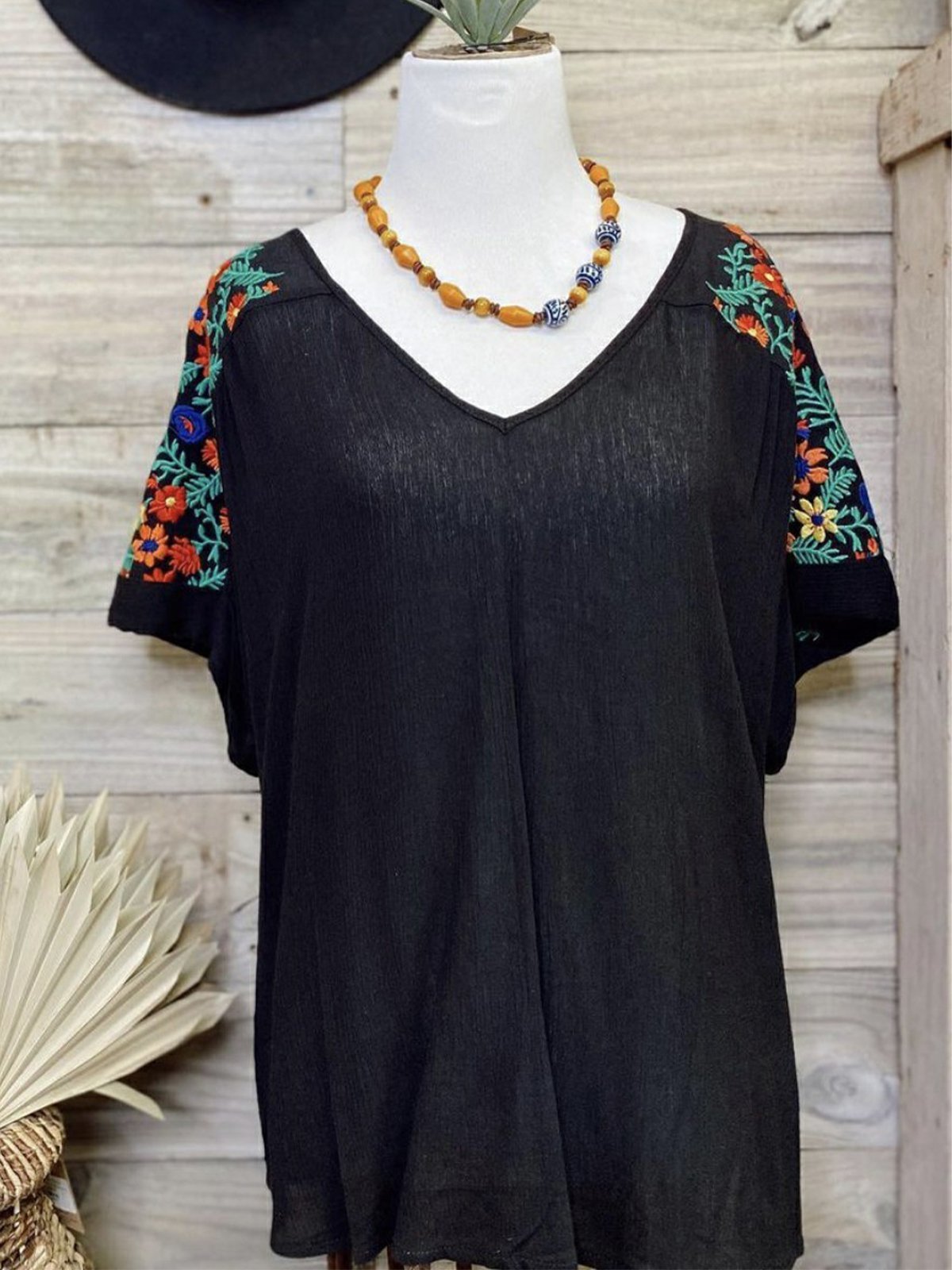 Boho Simple & Basic V Neck Short Sleeve Jersey Shirts & Tops