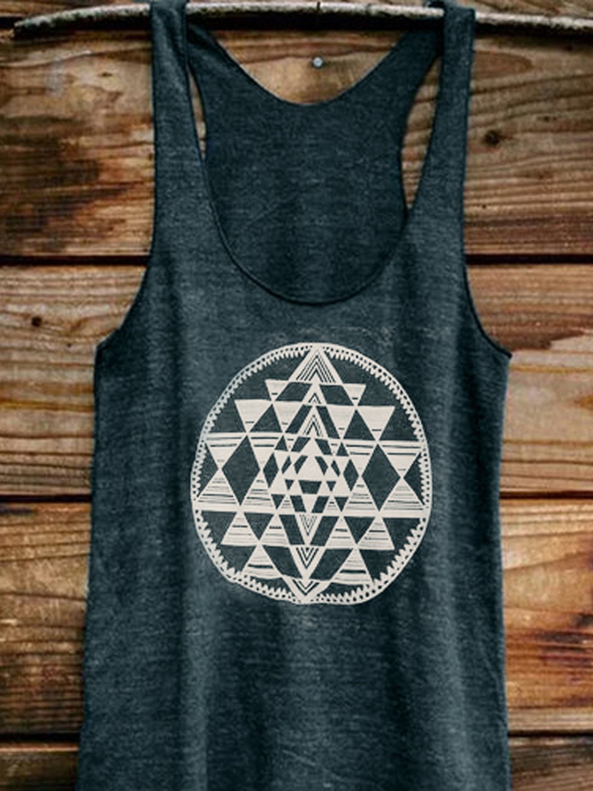 Blue Cotton-Blend Sleeveless Vests