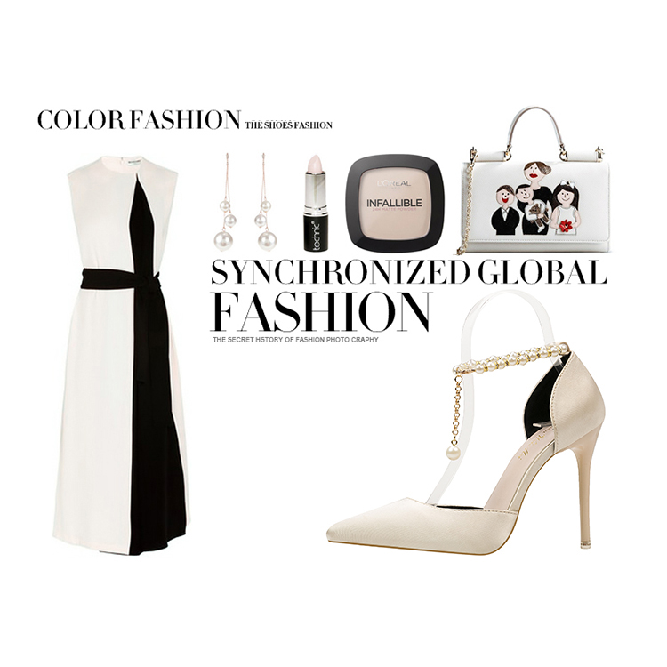 Asmxing Sweet Shallow Pointed Sidecut Dress Elegant Heeled Sandals