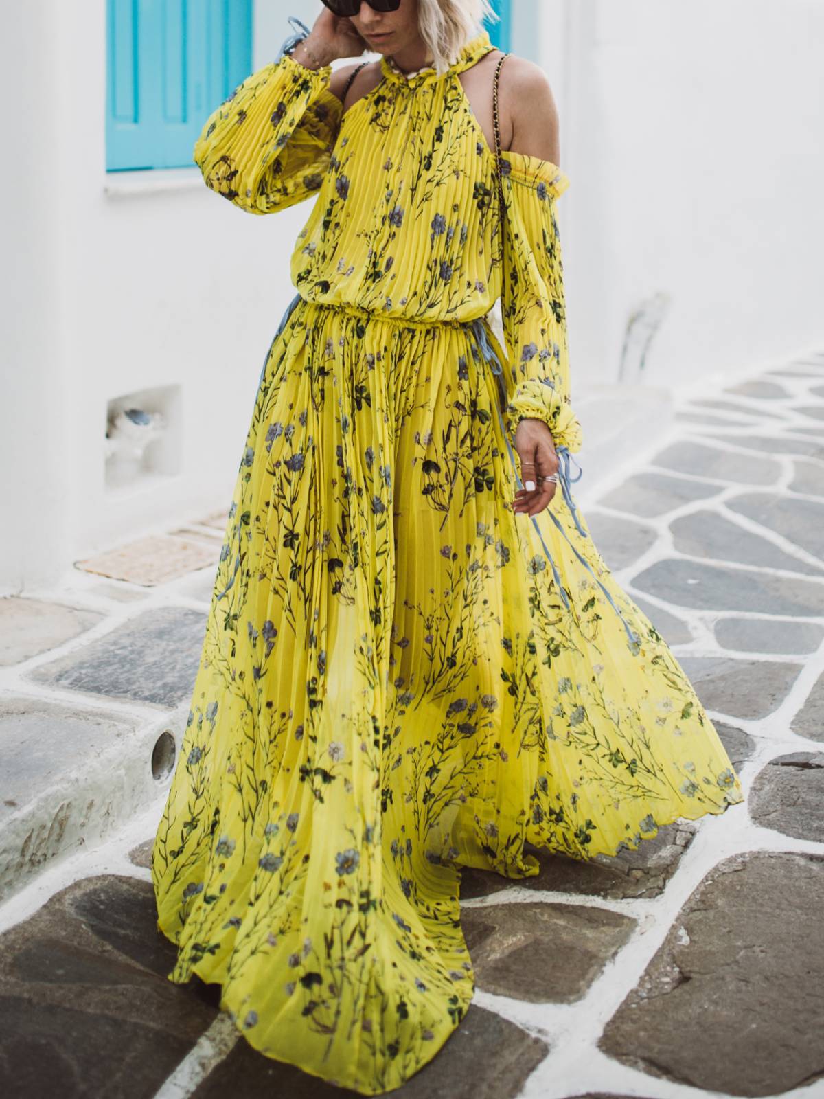Floral Round Neck Casual Cotton Maxi Dresses