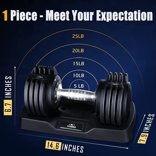 FLYBIRD Adjustable Dumbbell,25 lb Single Dumbbell with Anti-Slip Metal Handle