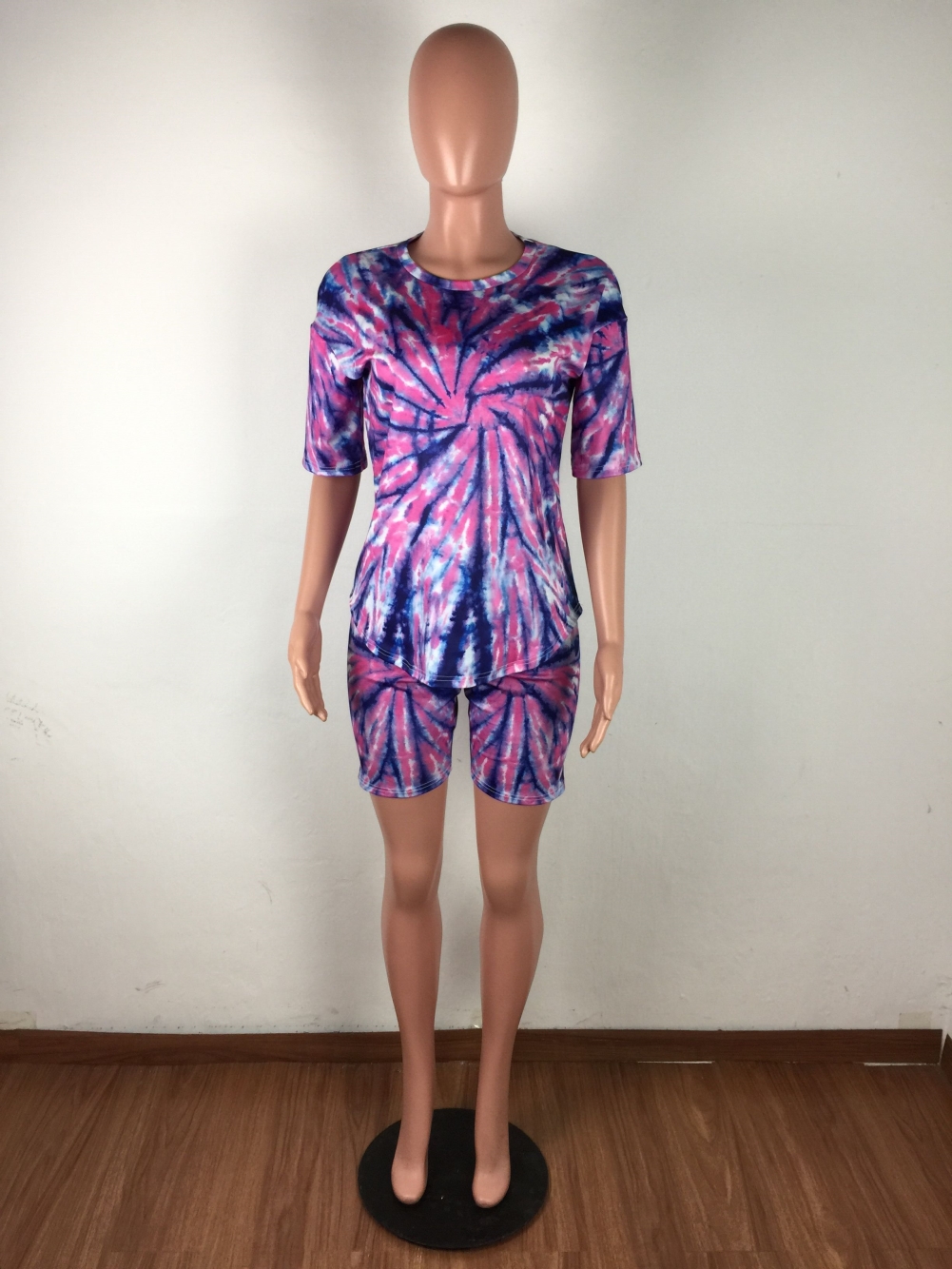 Summer Tie Dye Two Piece Biker Shorts Set