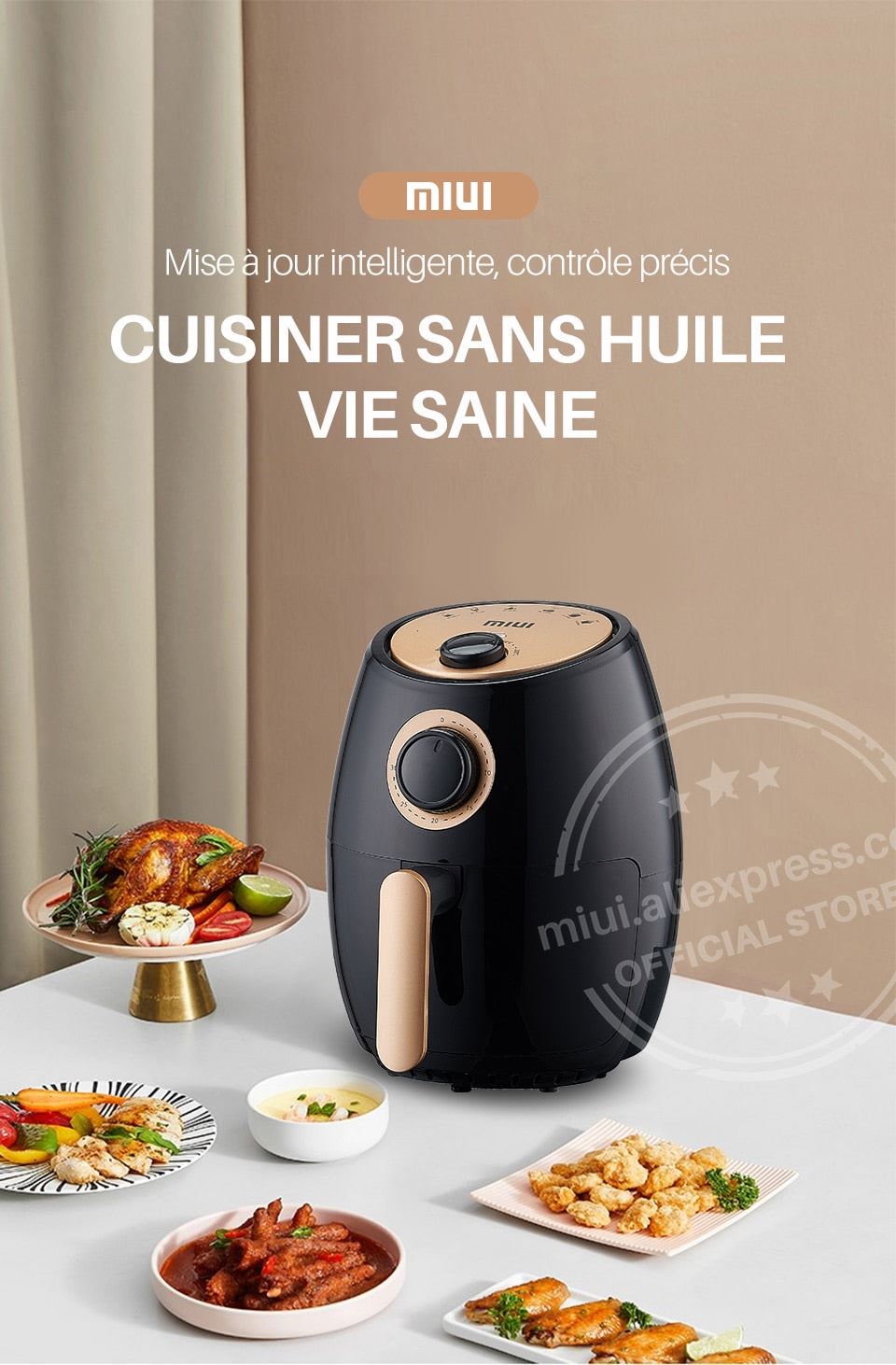 Smart Air Fryer without Oil Home Cooking MI-CYCLONE 2L Deep Fryer Cold Rolled Metal Disposable Molding Rock