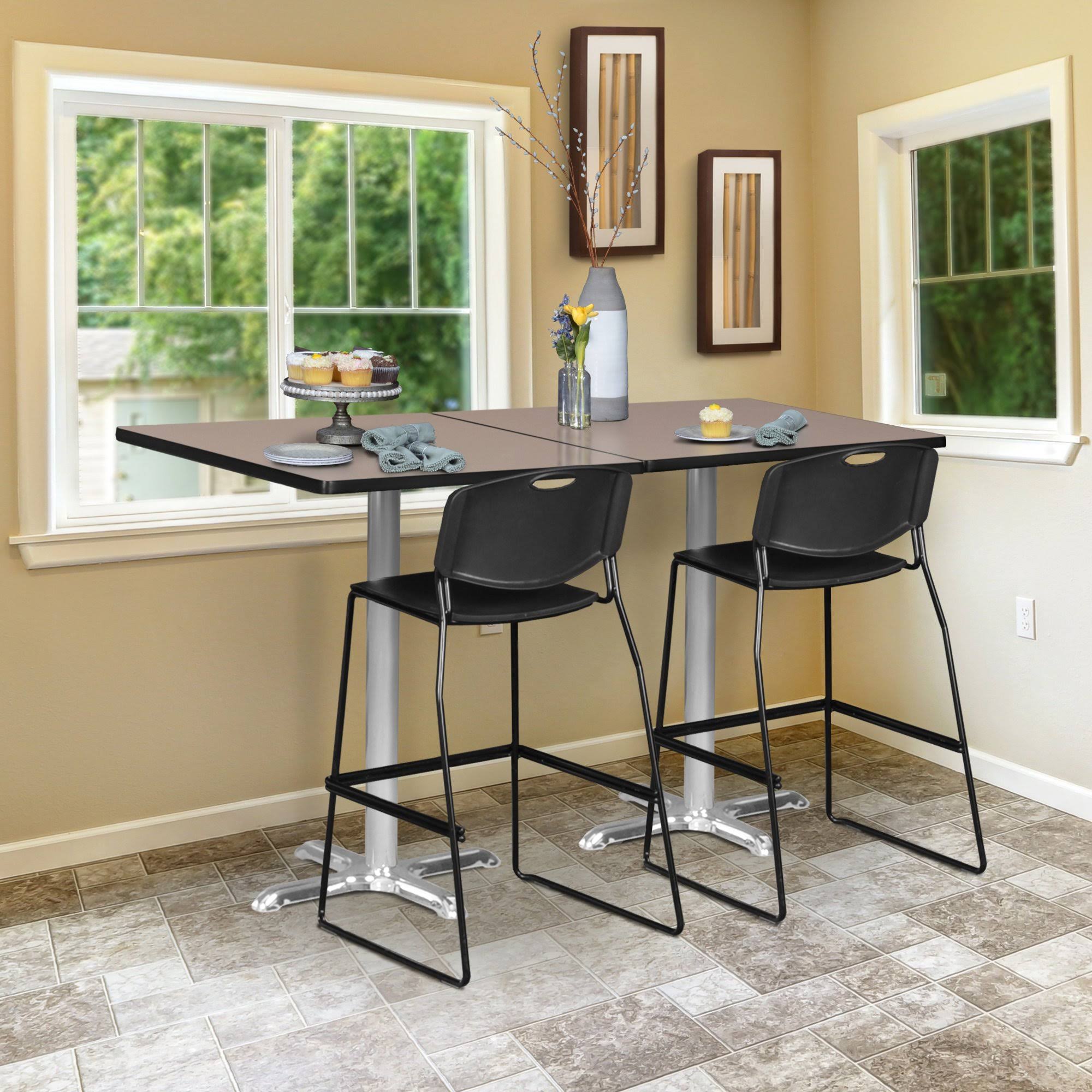 Regency Via Cafe High 36in. Square X-Base Table- Grey/Chrome