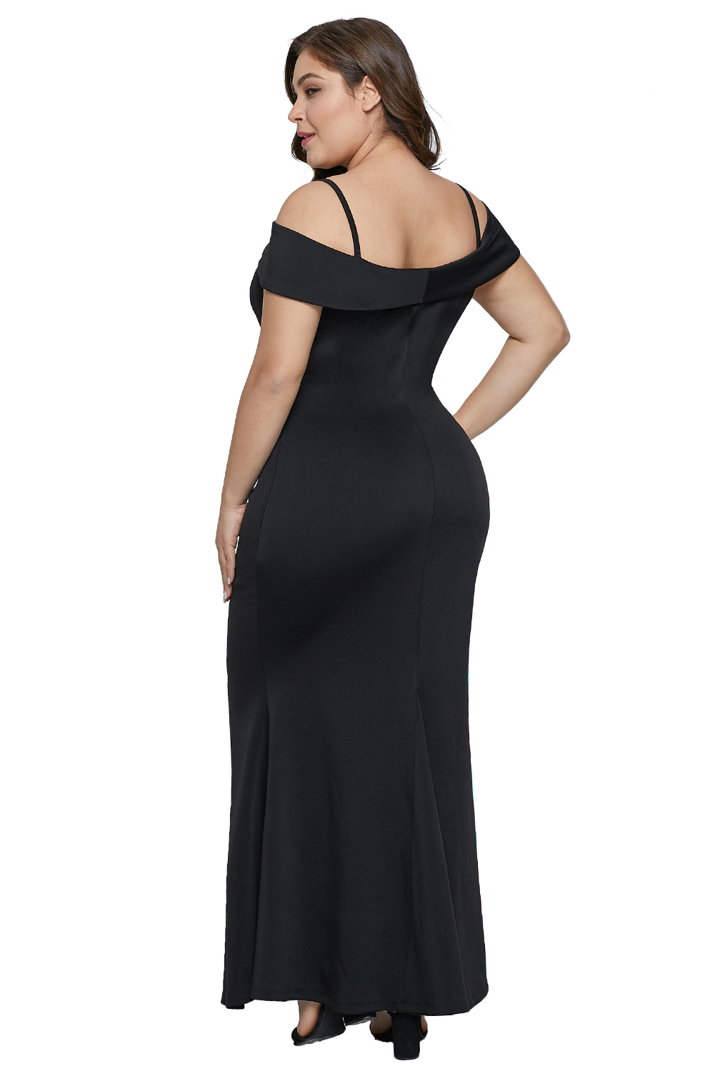 Black Short Sleeve Plus Size Slit Longline Dress