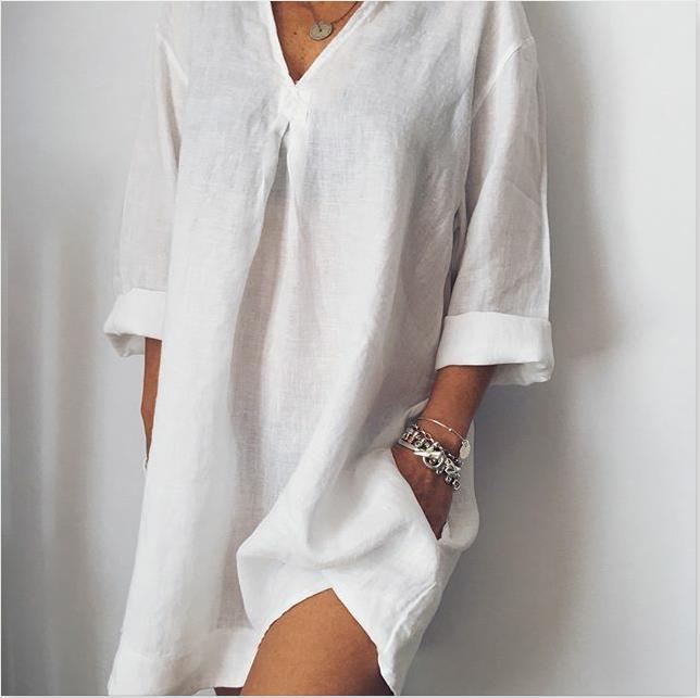 Long Sleeve Linen Casual Tops