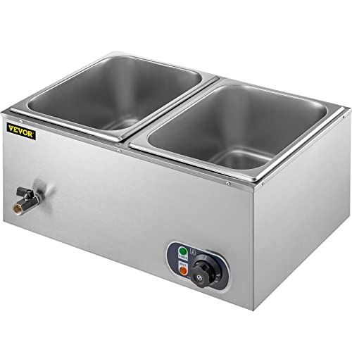2-Pan Commercial Food Warmer 1200W Electric Countertop Steam Table