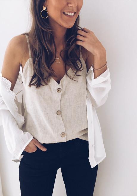 Sleeveless linen jacket