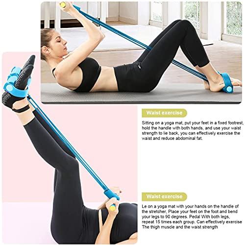 Pedal Resistance Band Sit up Bodybuilding Expander Elastic Pull Rope Fitness Equipment- Blue