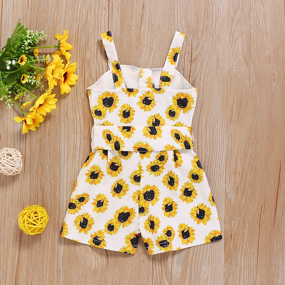 Kids Girl Summer Floral Straps Rompers