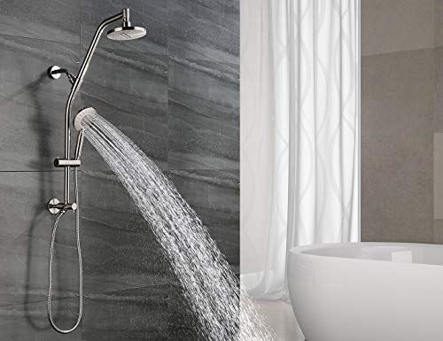 handheld shower head Brass Shower Column �C Height Adjustable Slider Brushed Nickel