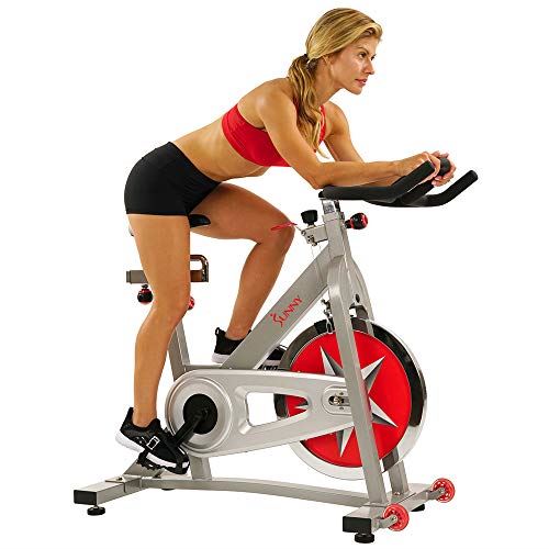 Sunny Health & Fitness SF-B901 Pro Indoor Cycling Exercise Bike, For Home Gym- Fitness Equipment for Men and Women- Gray