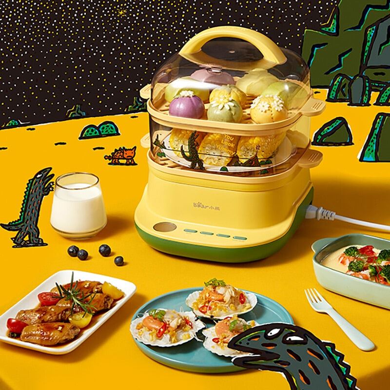 2 Layers Multifunction Electric Food Steamers 6L Food Steaming Cooking Pot