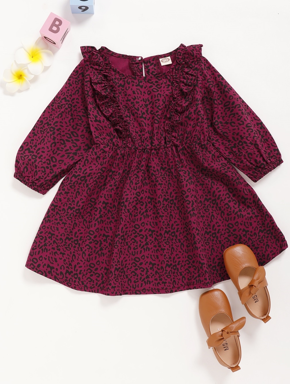 Kids Girl Autumn Print Leopard Skater Dress