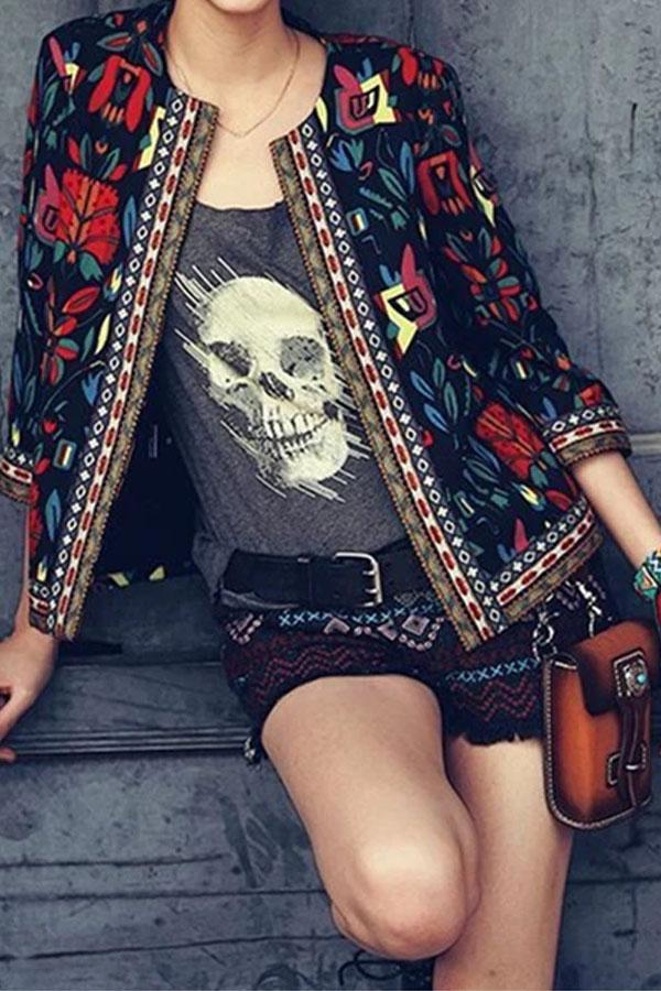 Fashion Retro Embroidered Printed Jacket