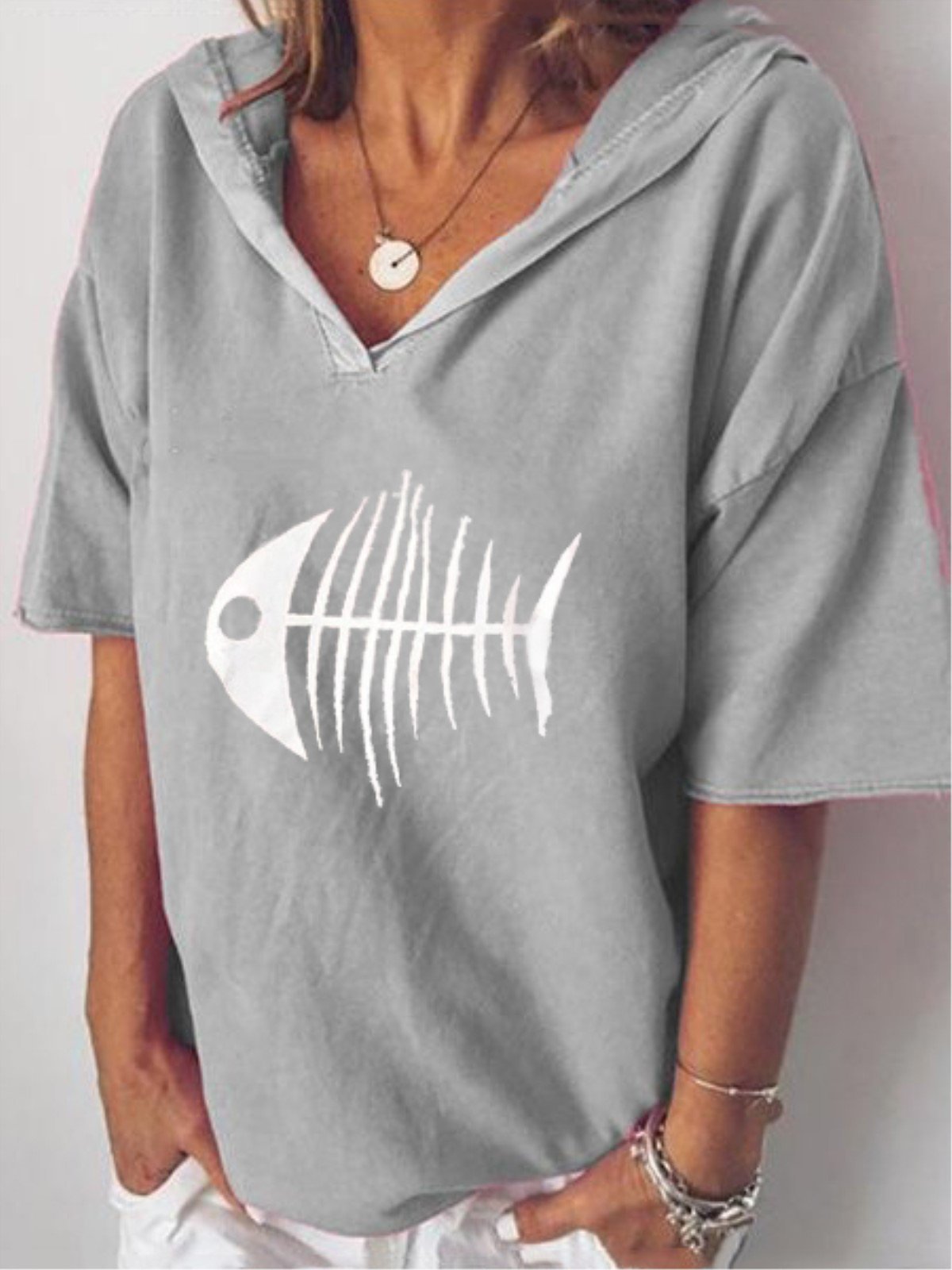 Short Sleeve V-Neck Graphic Printed Casual Shirt