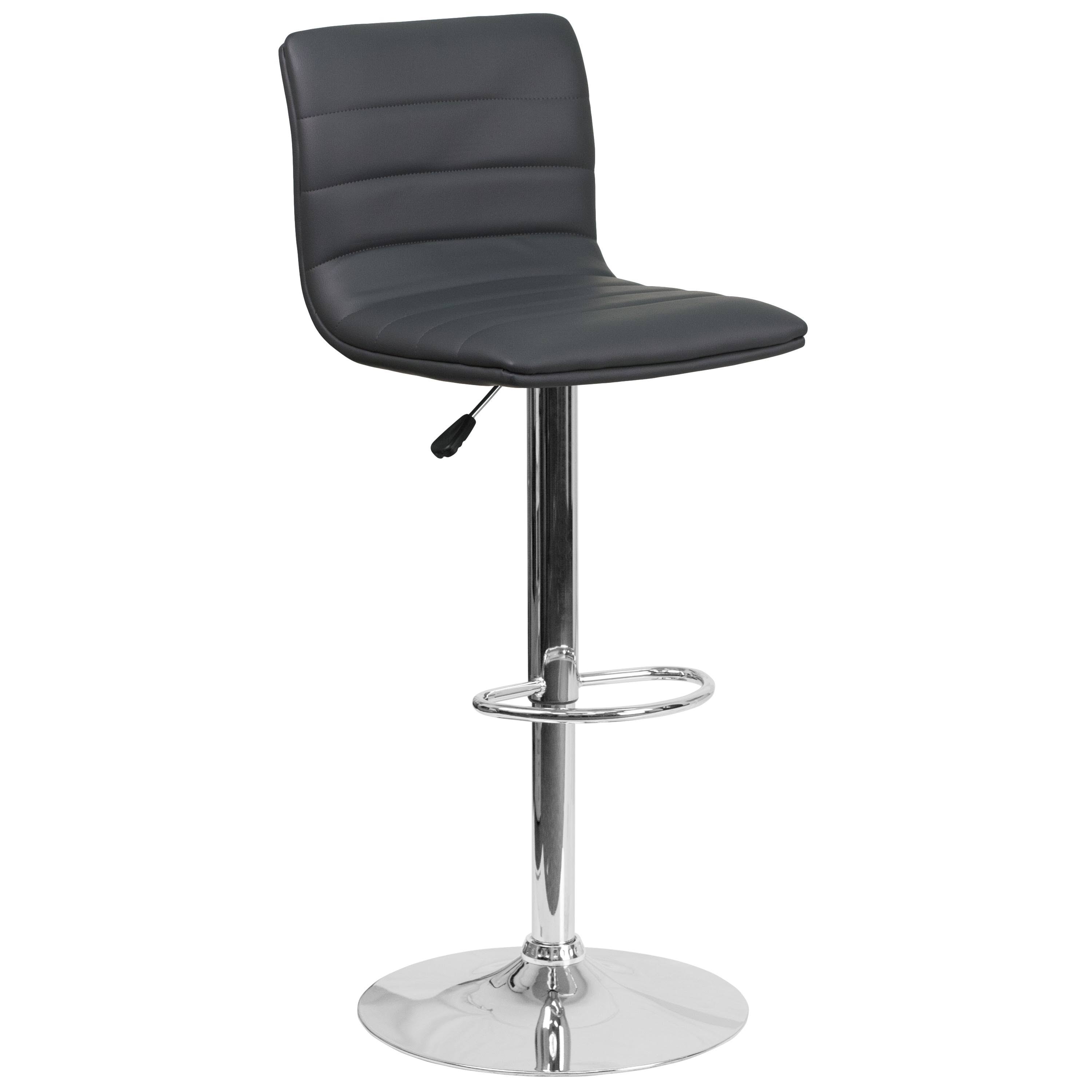 Flash Furniture 35x22 Contemporary Vinyl Adjustable Height Barstool with Chrome Base - Gray
