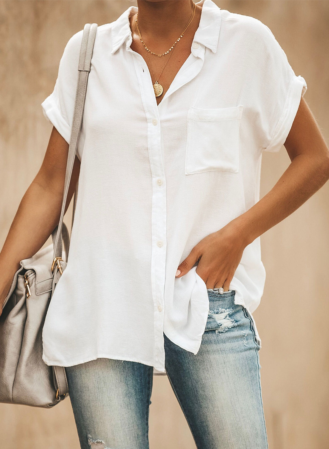 White Button Down Top