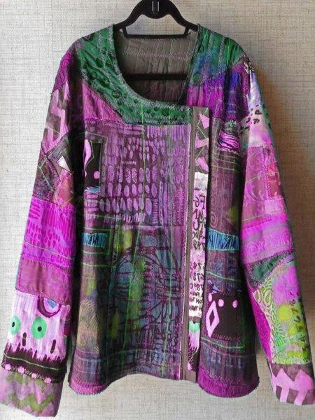 Plus Size U Neck Abstract Casual Tops