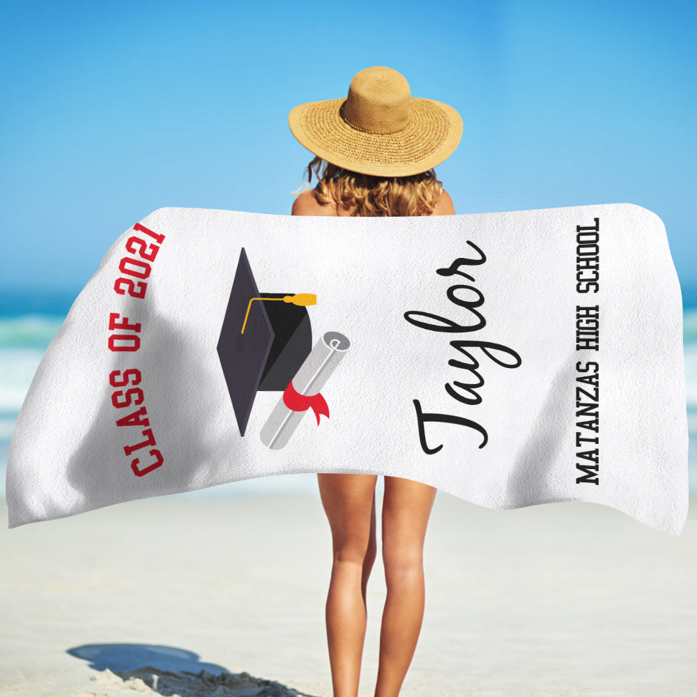 Class Of 2021 Personalized Name Graduation Beach Towel VI