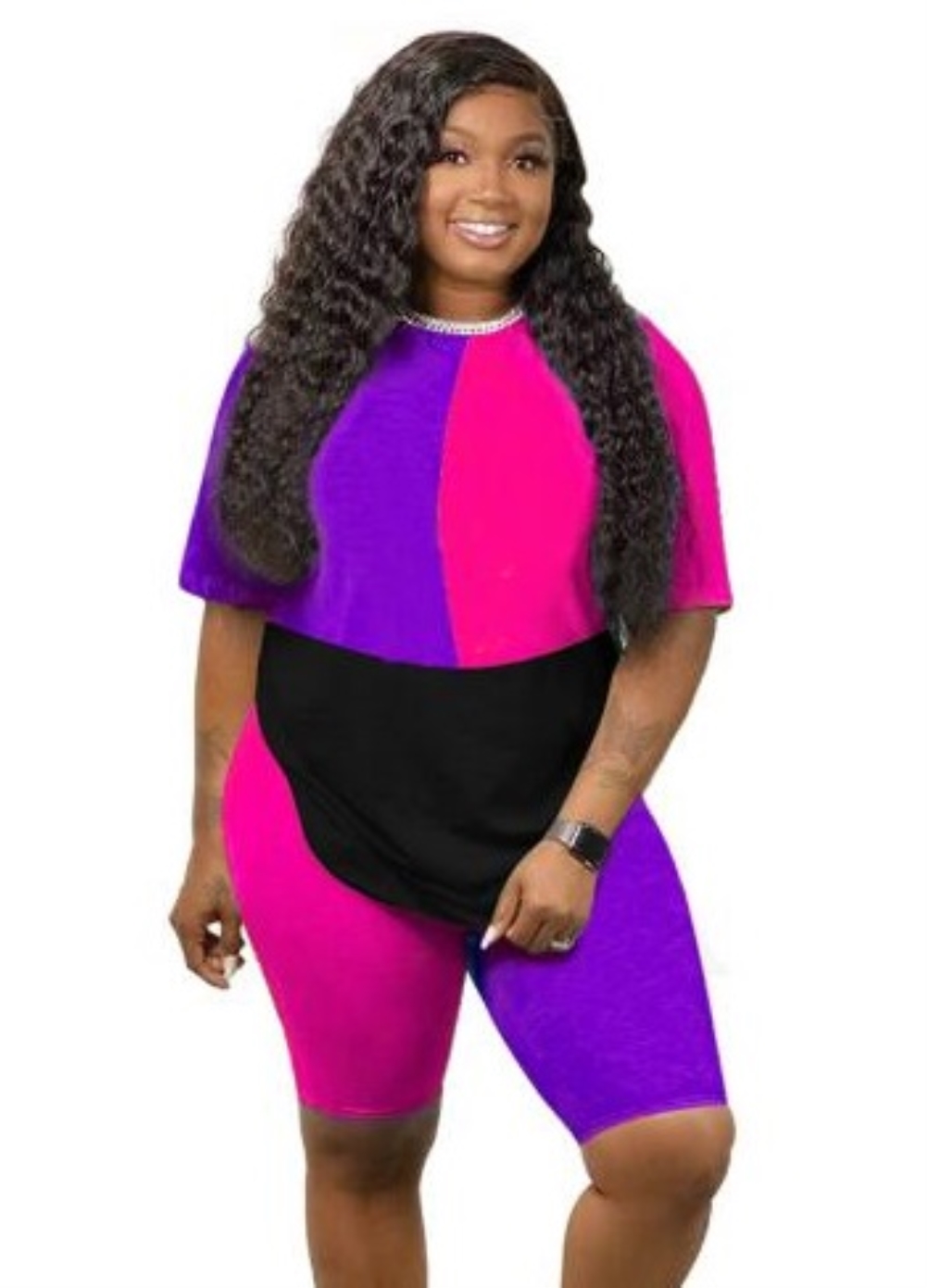 Casual Contrast Two Piece Shorts Set