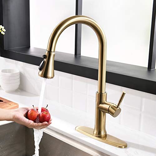 Single Handle Stainless Steel Brushed Gold Kitchen Sink Faucet
