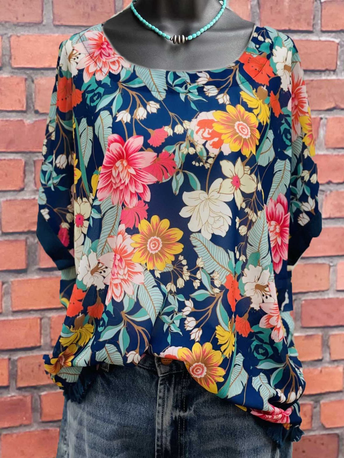 Cotton-Blend Crew Neck Short Sleeve Casual Shirts & Tops