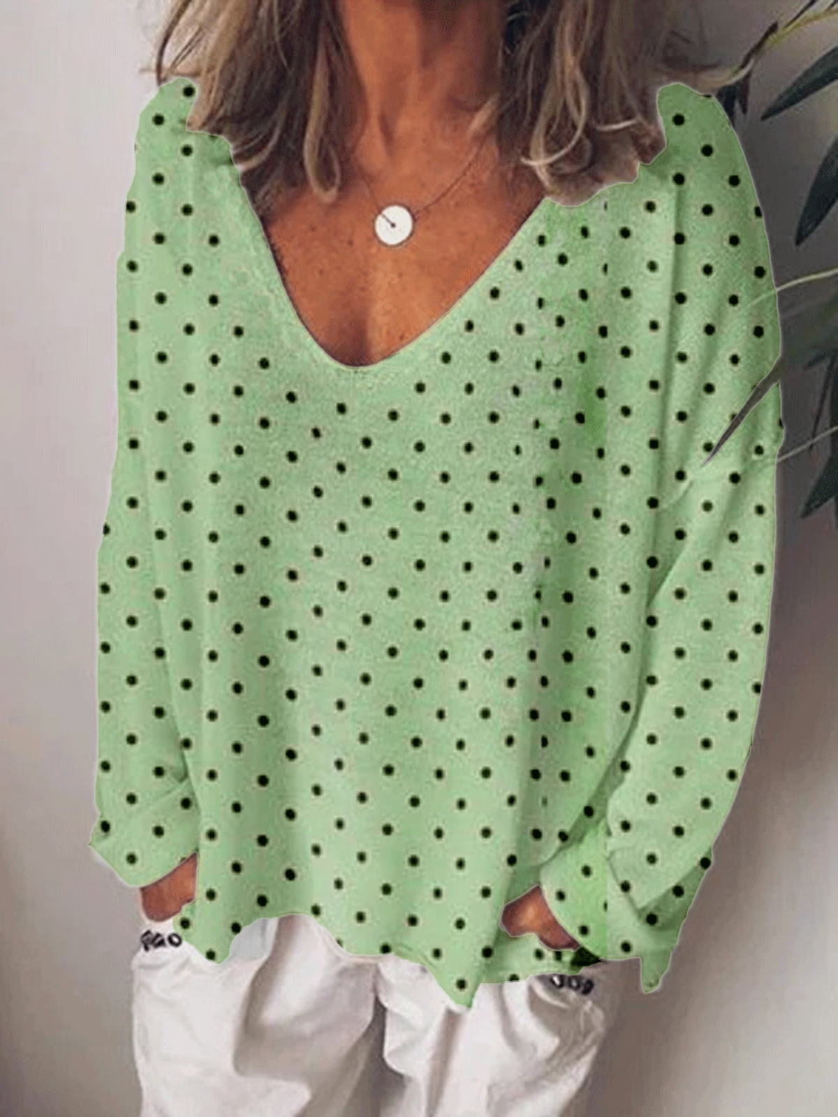 V Neck Long Sleeve Shirts & Tops