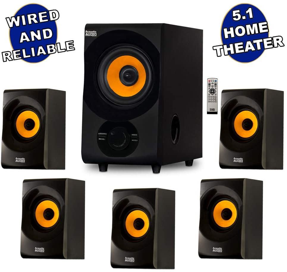 Acoustic Audio AA5170 Home Theater 5.1 Bluetooth Speaker System 700W, Gold