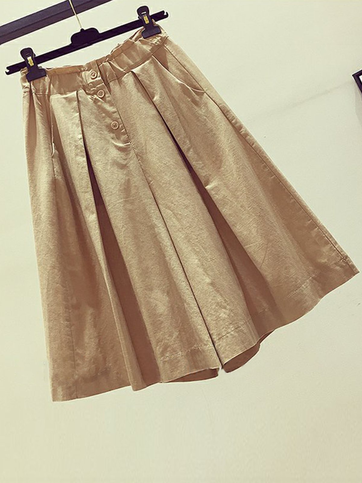 Plus Size Women Plain Casual Wide Leg Shorts