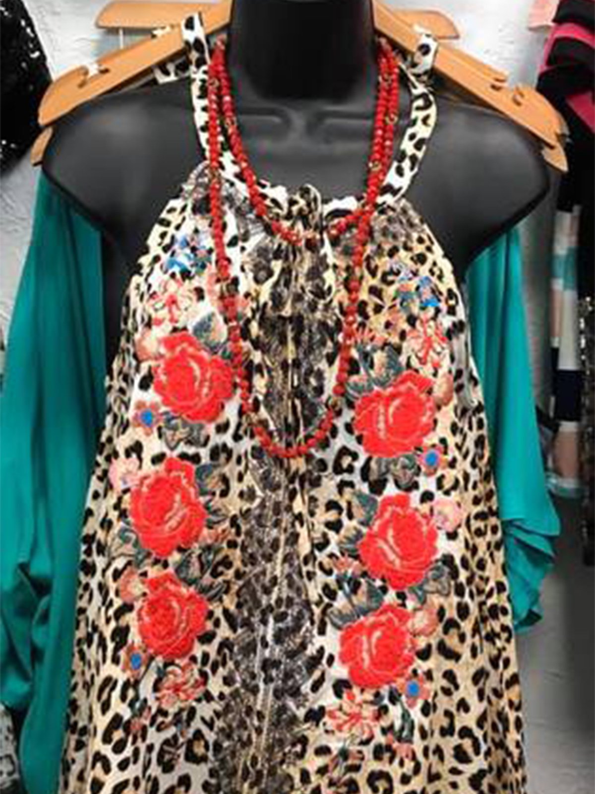 Sleeveless Leopard Cotton-Blend Romantic Shirts & Tops