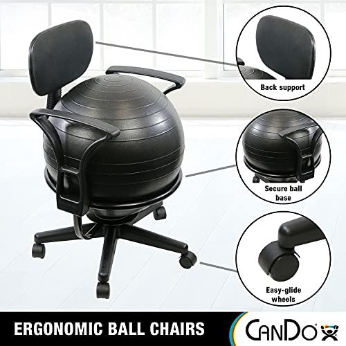 CanDo Metal Ball Chair �C Inflatable Ergonomic Active Seating Exercise Ball Chair With Air Pump-  Black