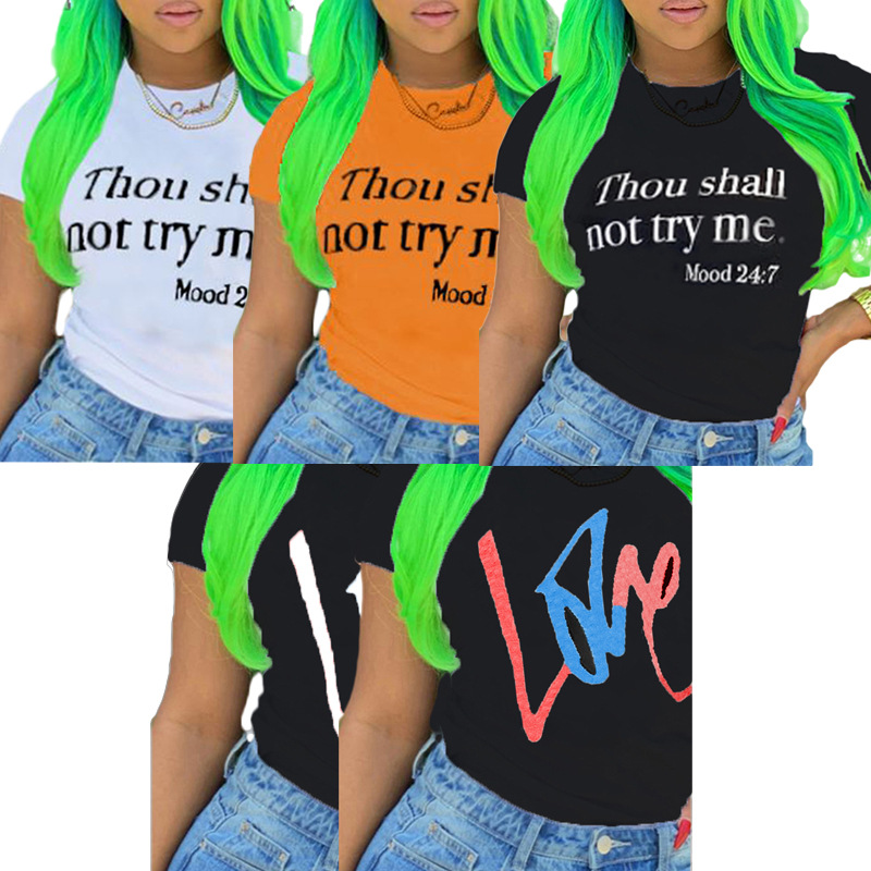Fashion printed l cartoon letter T-shirt SSD0530