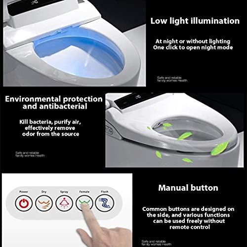 Dual Flush with Remote Control, Elongated One Piece Smart Toilet