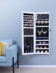 Wall/Door Mounted Jewelry Cabinet with Full Length Mirror/White