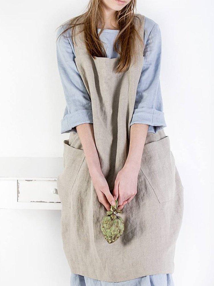 Casual Shift Solid Pockets Plus Size Sleeveless Dress