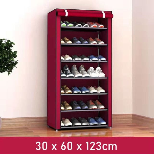 Simple Shoe Rack Multi-layer Steel Pipe Assembly Dustproof Shoe Cabinet