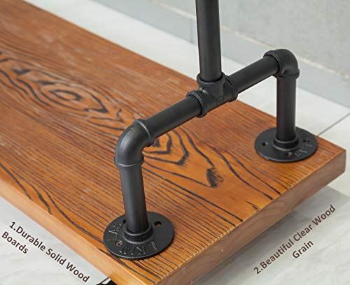 Industrial Pipe Clothing Rack on Wheels with Wood Shelves/Two Tiers