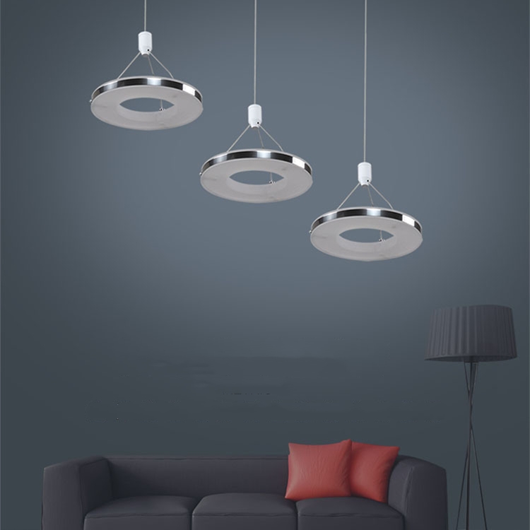 Wholesale indoor led dimmer 0-10v lighting three-headed circular dining chandelier acrylic lving led pendant light